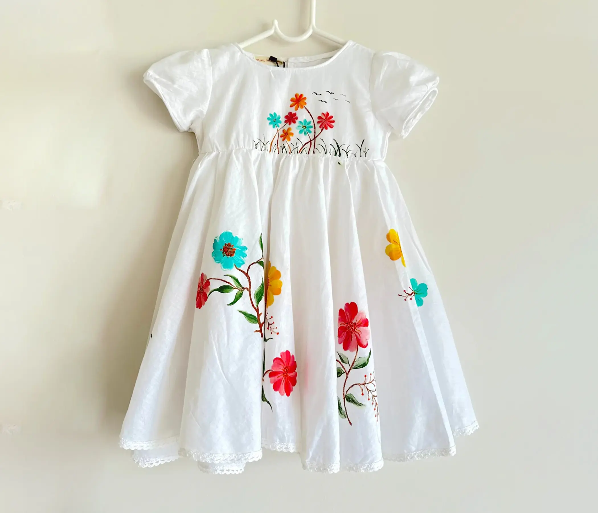 Pure White Hand-Painted Frock for Premium Kids Clothing